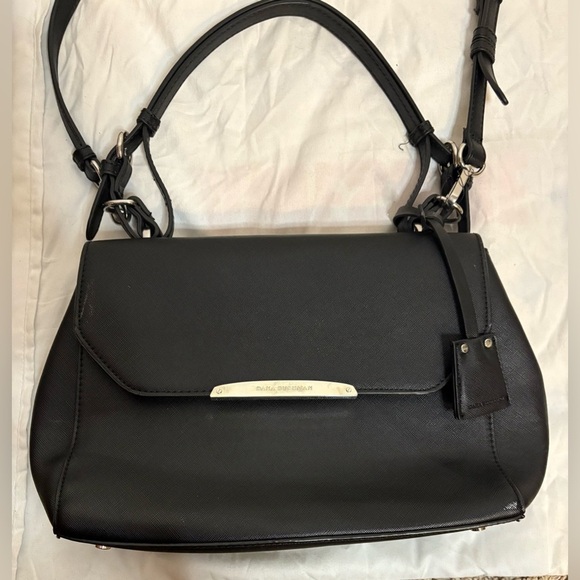 NWOT Dana Buchman Convertible Black Leather Satchel w/ Removable Shoulder Strap - Picture 1 of 15